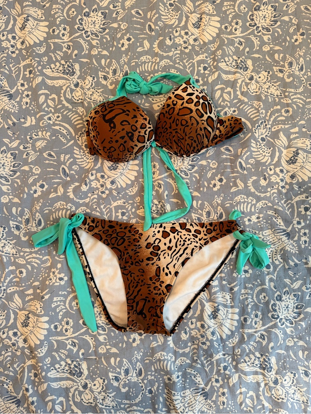 Amazon Leopard Print Bikini with Mint Tie Accents
